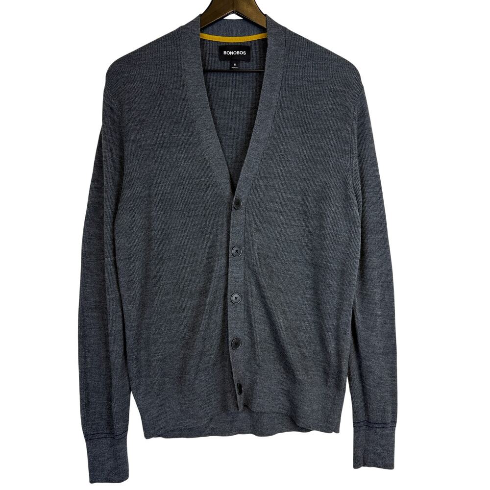 Bonobos Mens Merino Wool Blend VNeck Cardigan Sweater Gray - M
